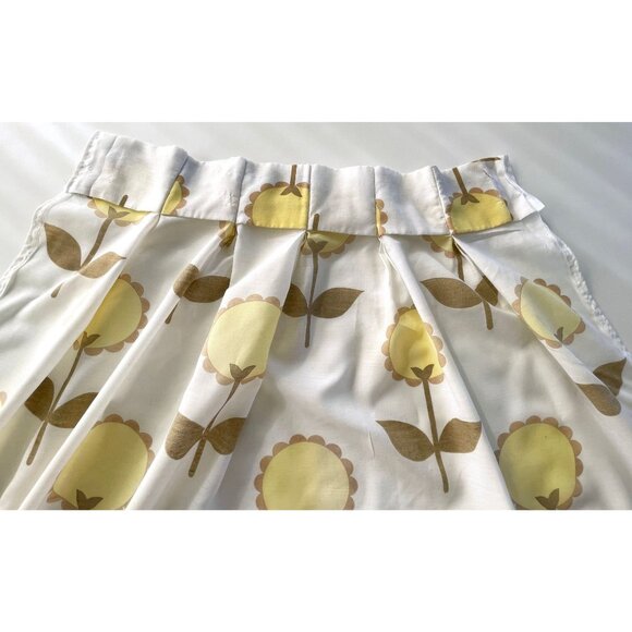 Vintage 70s pleated curtains, large yellow daisies white background, pair - Picture 7 of 10